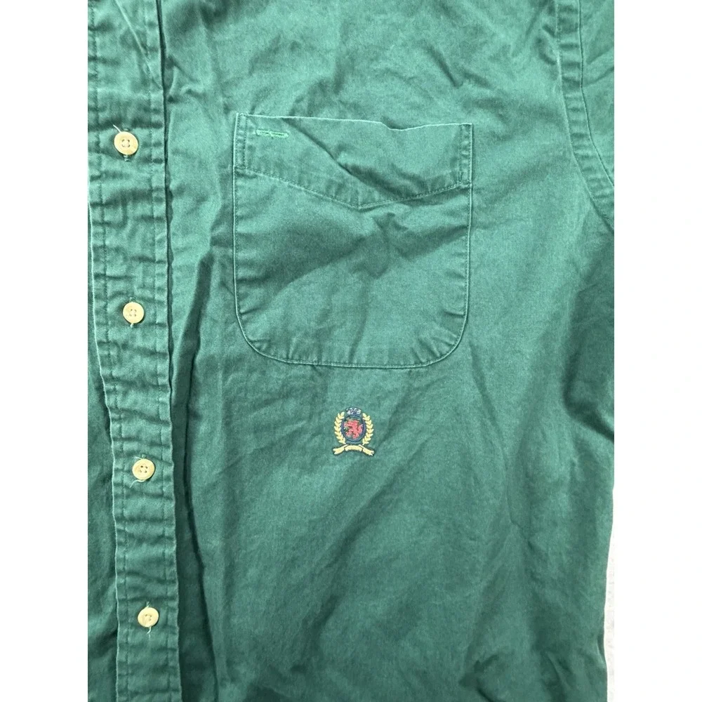 Tommy Hilfiger Shirt Men's Green Size M Long Sleeve Button Down Front Pocket - Picture 4 of 7
